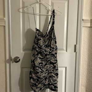 ZARA one shoulder ruched mini dress